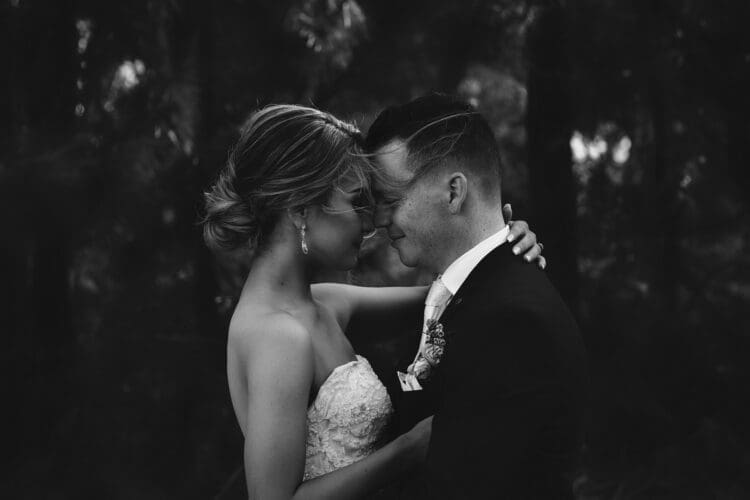 Romantic Photo of a couple on their wedding day on the Tweed Coast