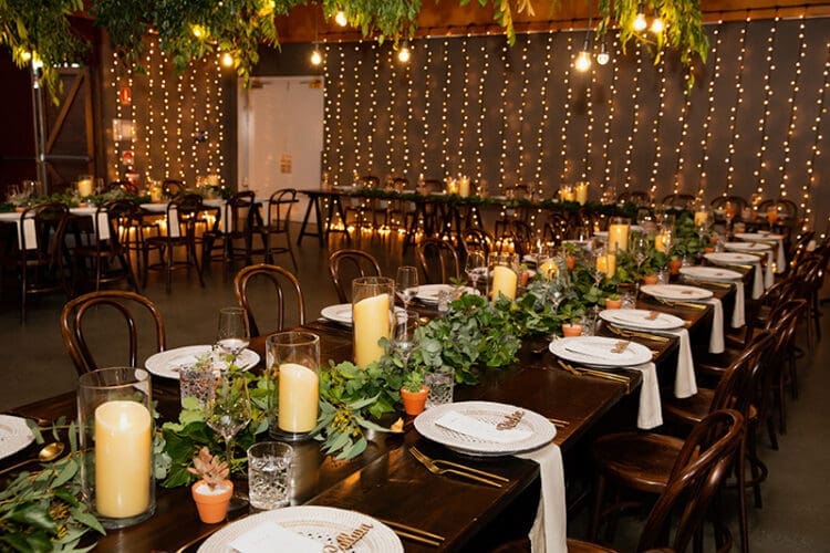 Reception room setup at osteria weddings on the tweed coast