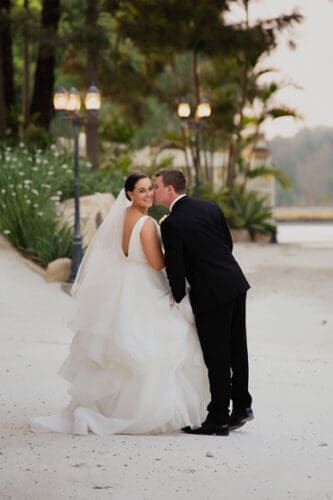 Wedding couple on the Gold Coast at sunset.
