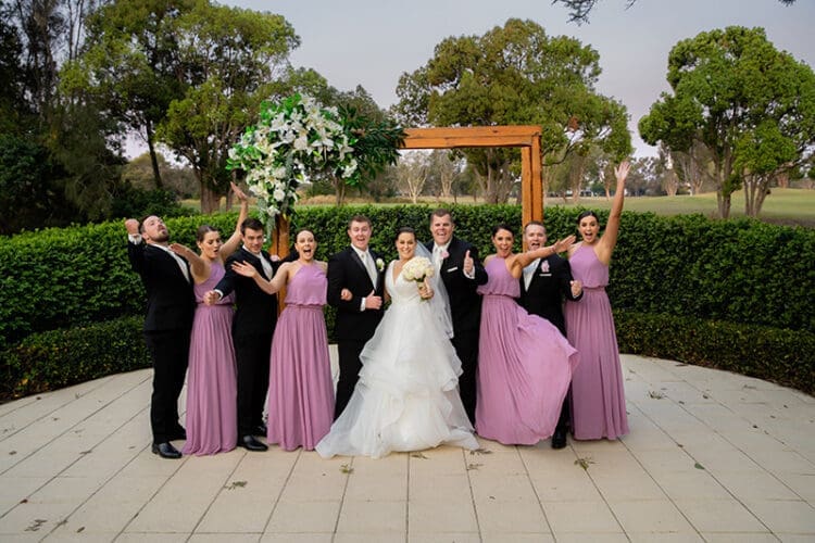 Wedding party celebrating at Braeside 