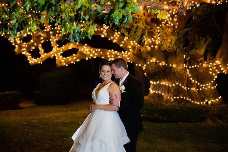  Night time wedding photo taken of newly married couple