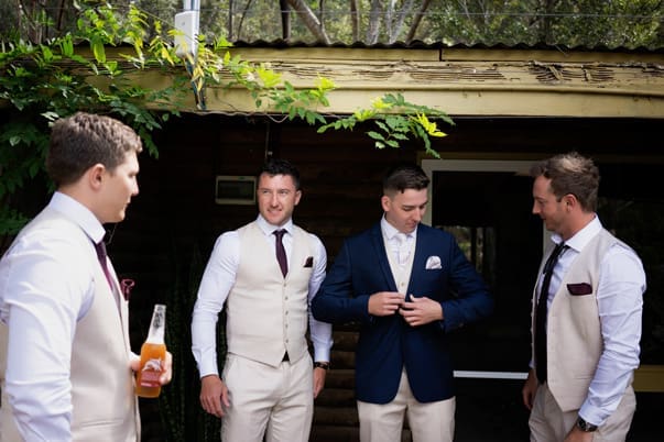 Groom gets ready for his Cedar Creek Lodges Wedding