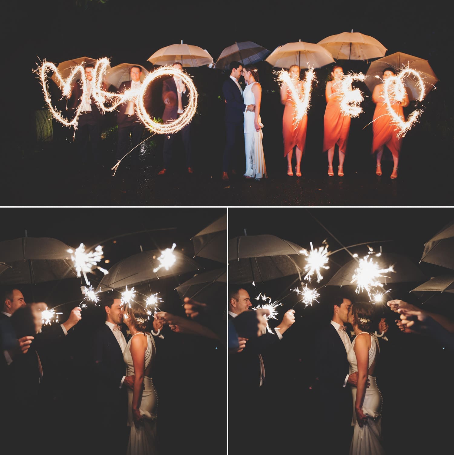 Ocean View Wedding Photographer Wedding night time sparkler photos