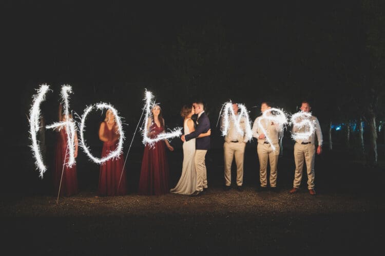 Night time sparkler photo at Cedar Creek Lodges in Tamborine Mountain