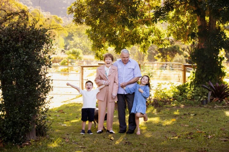 Beautiful gift of a photo shoot for great grandparents. Family Photo shoot in Ormeau.