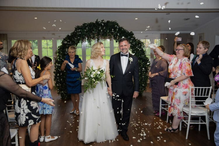 Laura and Rodrigo after exchanging vows at their elegant wedding ceremony at Hillstone St Lucia