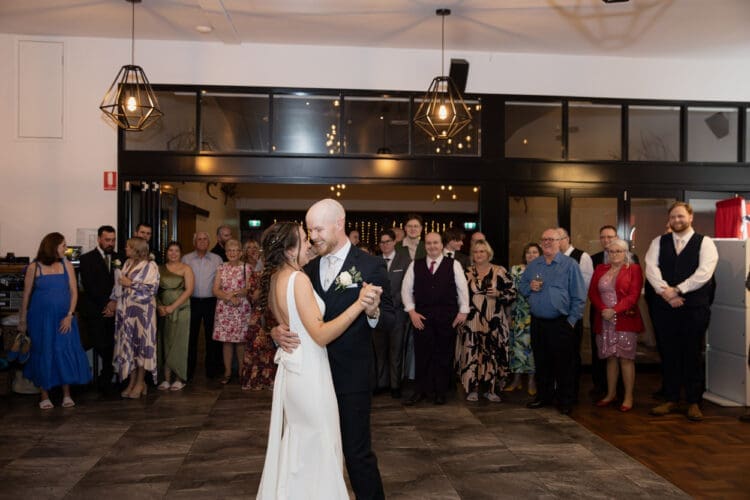 Bride and groom’s first dance at Ocean View Estates wedding