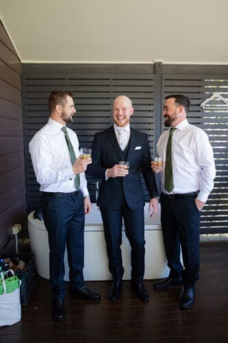 The boys have a scotch together to get ready for the vows.