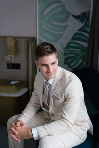 Groom at The Dorsett Hotel, captured before his Gold Coast wedding