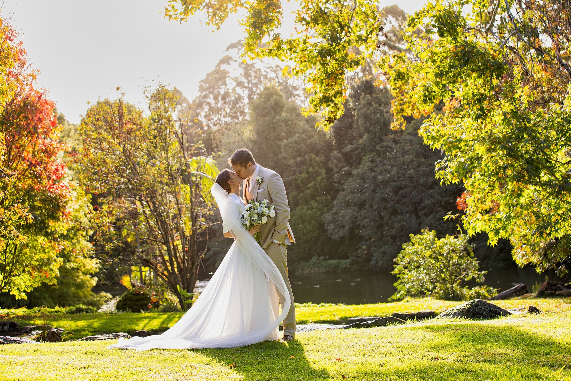 Bridal portrait in stunning golden light – Tamborine Mountain wedding photography at Cedar Creek Estate